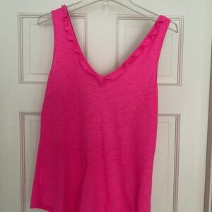 Lilly Pulitzer Pink Tank Tip with ruffles in a cotton blend
